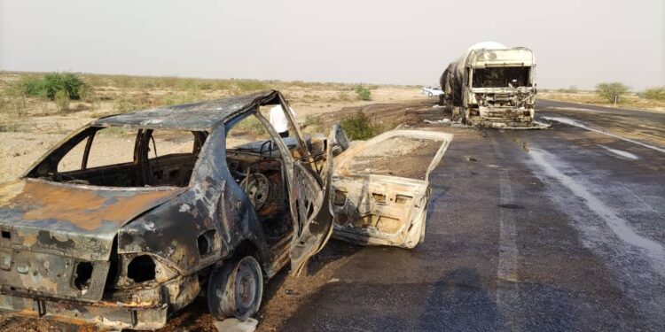 یک کشته بر اثر تصادف سمند حامل گازوییل با تانکر گاز دربندرعباس