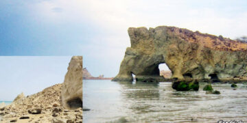 پایان یک ایستادگی چشم نواز در ساحل جزیره رنگین کمانی؛ روزنه هرمز فرو ریخت