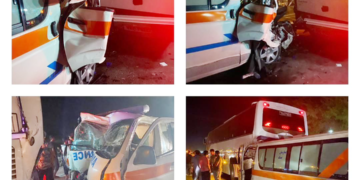 این بار تصادف آمبولانس با اتوبوس؛ جاده کهورستان – لار این بار با آمبولانس قربانی گرفت