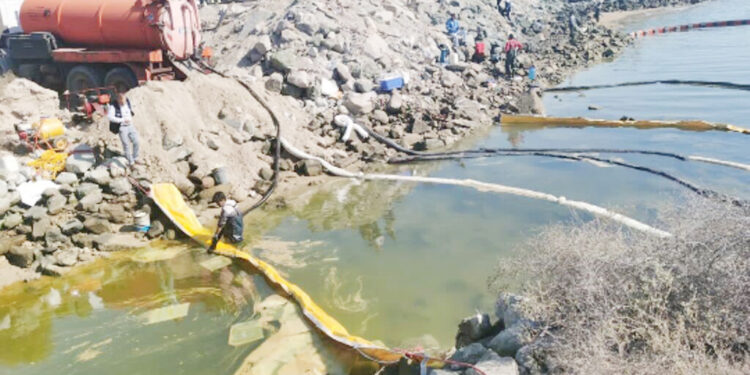 نفت ۶ کیلومتر از نوار ساحلی بندرعباس  را آلوده کرده است