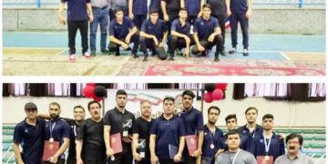 کشتی گیران زیر 25 سال پالایش نفت بندر عباس بر قله افتخار ایستادند