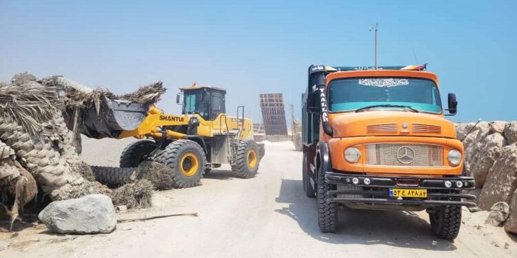 در راستای تسریع در خروج کالاهای رسوبی و متروکه از بنادر؛ 250 اصله نخل مرجوعی از محوطه‎های بنادر بندرلنگه امحا شد